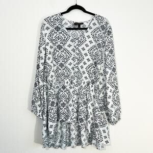 Lane Bryant 22 Top Womens Swing Plus Size Boho Flowy Button Lagenlook Floral